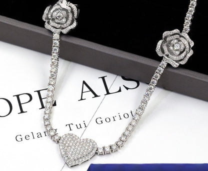 925 Silver Set Moissani Hip-hop Personalized Rose Necklace