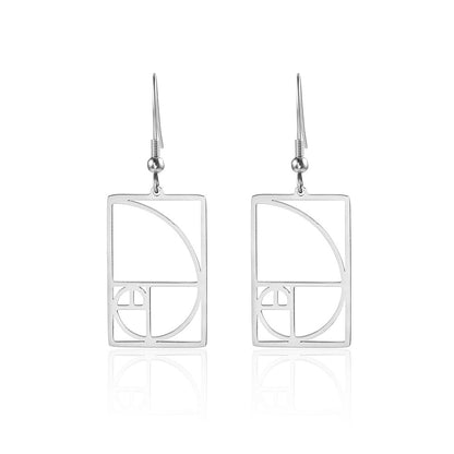 Women's Gold Yellow Gold Spiral Divider Square Earrings