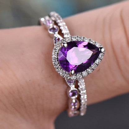 Purple Diamond Lady Ring Europe and Diamond Full Engagement Ring