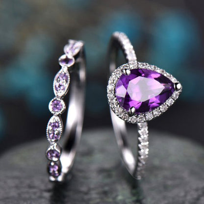 Purple Diamond Lady Ring Europe and Diamond Full Engagement Ring