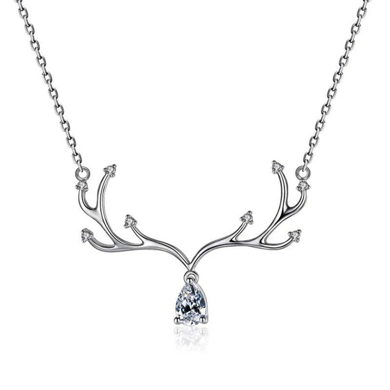 Temperament diamond antler necklace