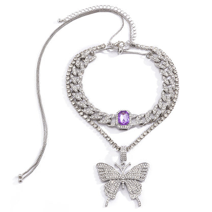 Diamond Butterfly Gemstone Necklace