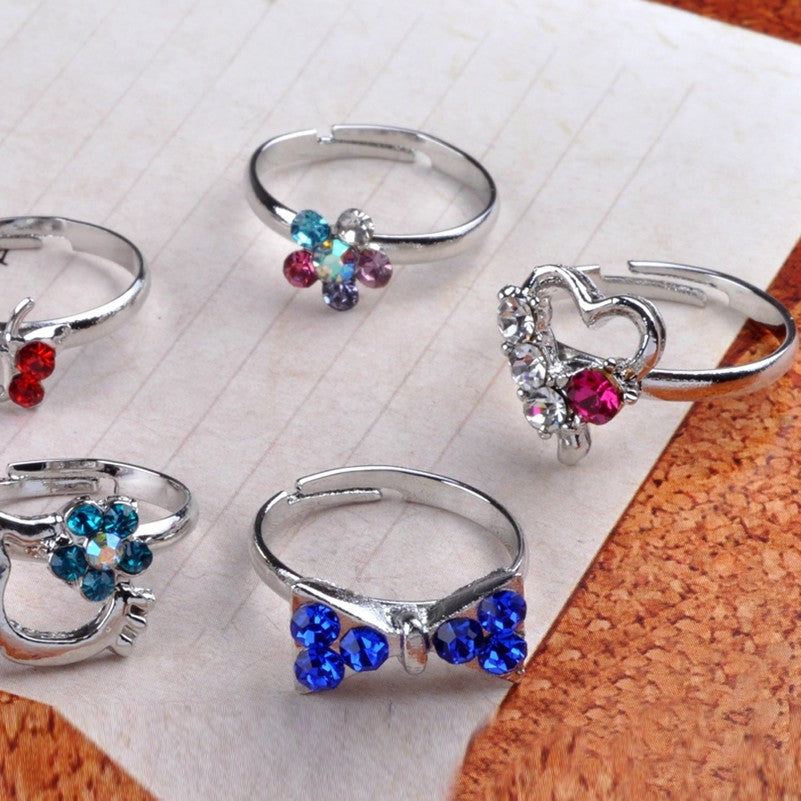 Color Diamond Ring Korean Jewelry Adjustable Ring With Color Diamond