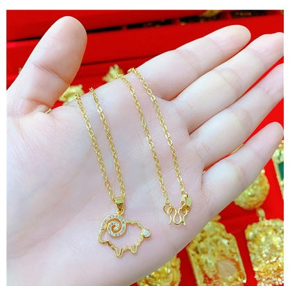 Sand Gold All-Match Gold-Plated Necklace Gold Color