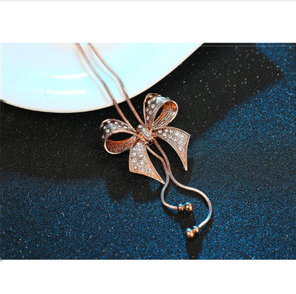 Diamond-studded bow necklace necklace chain