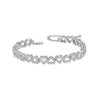 Girl's High-grade Diamond Bracelet With Full Diamond Heart