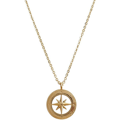 Simple 24K Gold Plated Vintage Gold Starburst Gold Coin Necklace