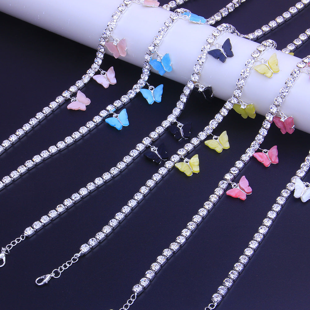 Colorful Diamond Butterfly Necklace