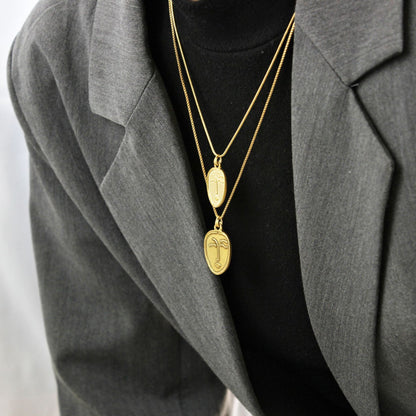 Design Gold Coin Medal Brass Gold Plated Necklace