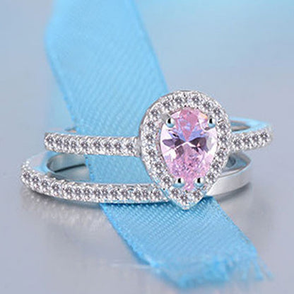 Drop diamond pink diamond ring