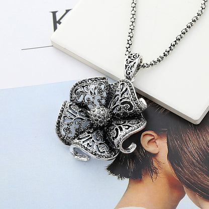 Alloy diamond flower necklace