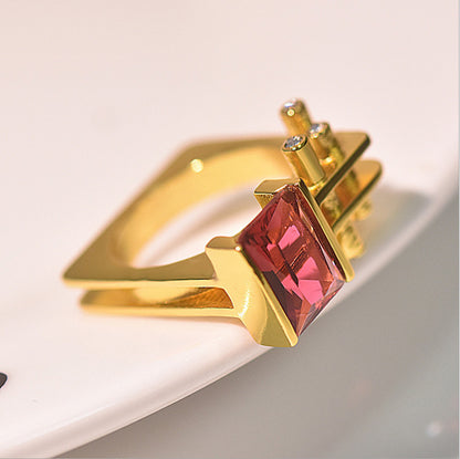 Zircon Princess Diamond Ring Geometric Ring