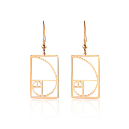 Women's Gold Yellow Gold Spiral Divider Square Earrings