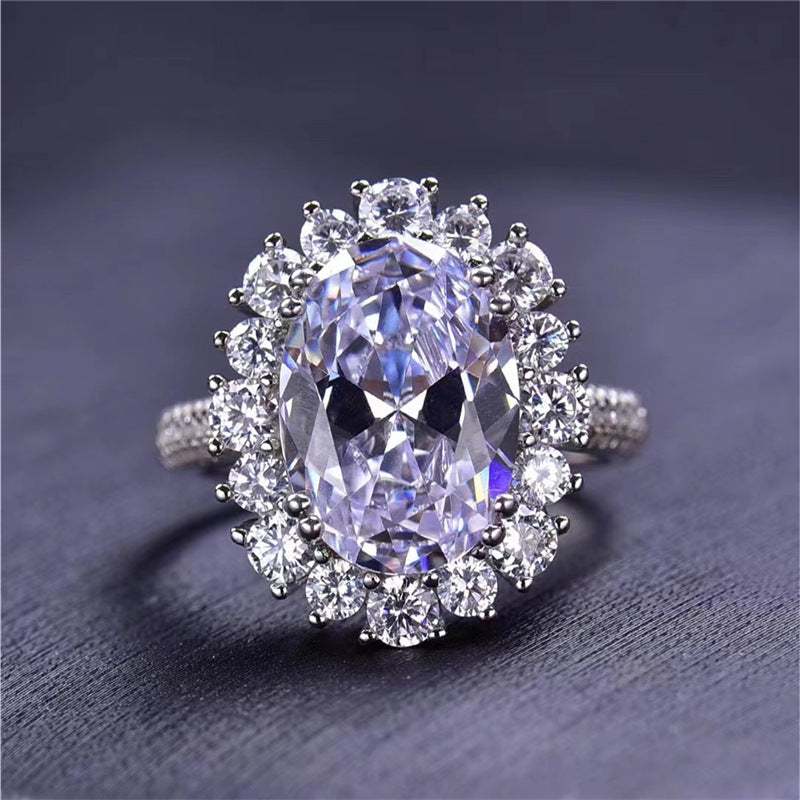 DEVI Oval Egg-shaped Moissanite Ring Big Diamond Diamond Ring