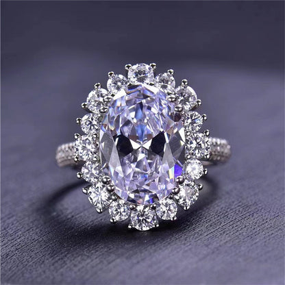 DEVI Oval Egg-shaped Moissanite Ring Big Diamond Diamond Ring