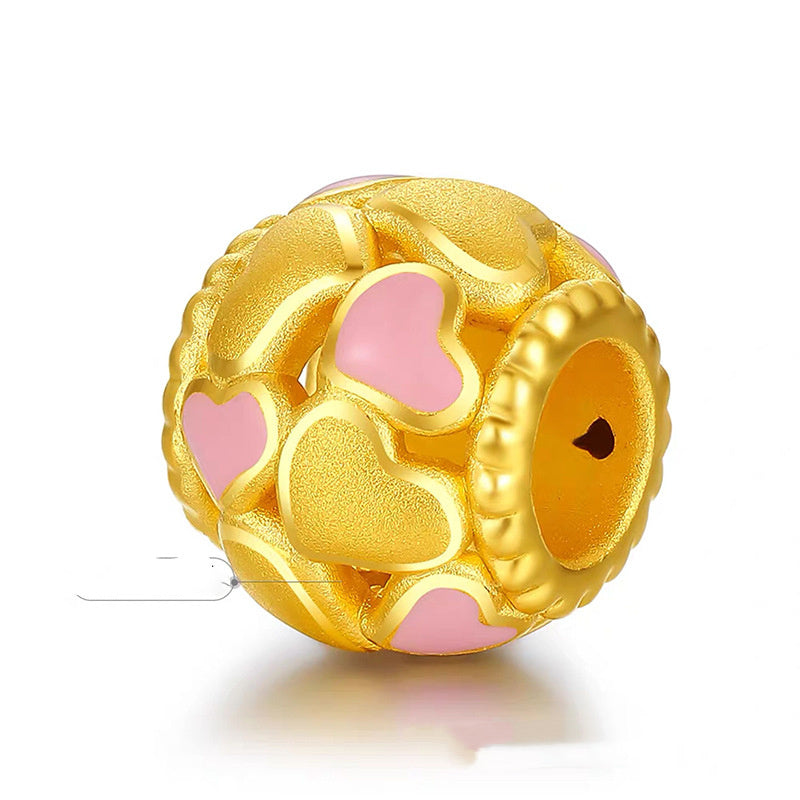 Gold Foot Gold Soft Cute Love Hollow Passepartout Gold Beads