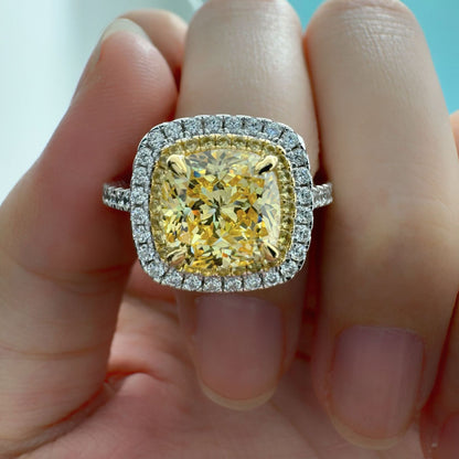 Yellow Diamond Ring Simple Artificial Diamond