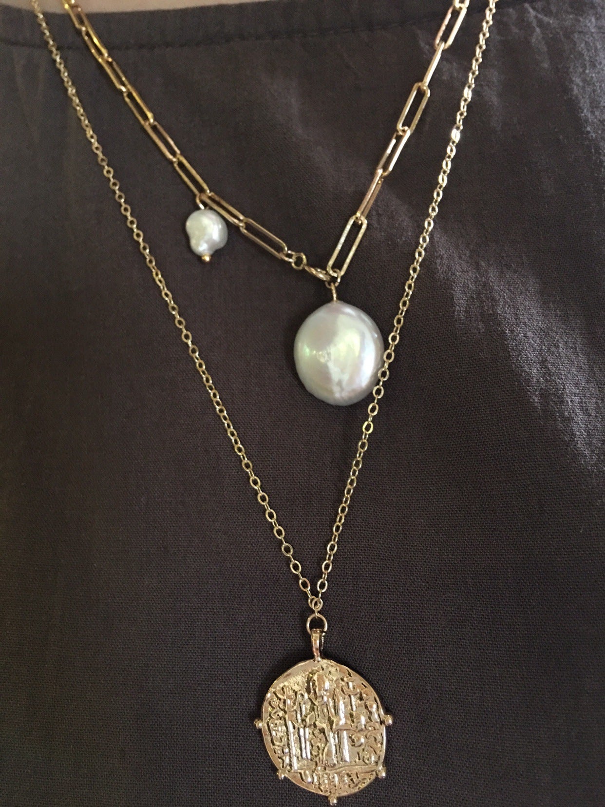 Handmade 14K Note Gold Vintage Gold Coin Necklace