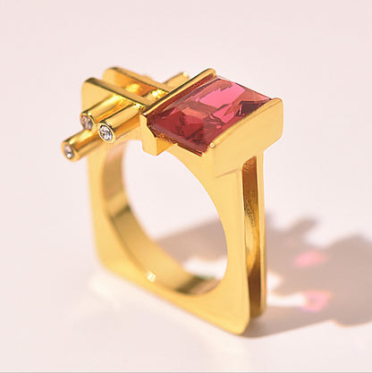 Zircon Princess Diamond Ring Geometric Ring