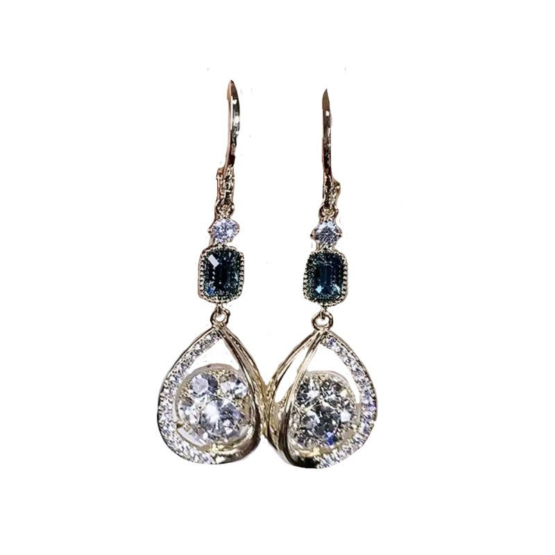 Exquisite Light Luxury High-grade Diamond-embedded Water Drop Earrings