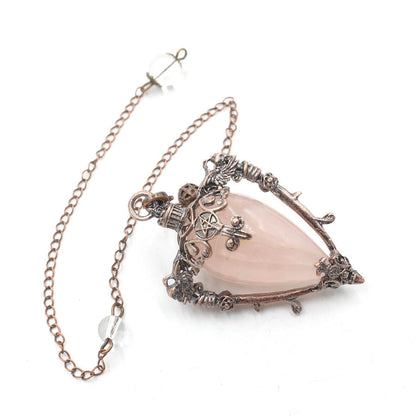 Bronze Bottle Water Drop Crystal Spirit Pendant Ornaments Necklace