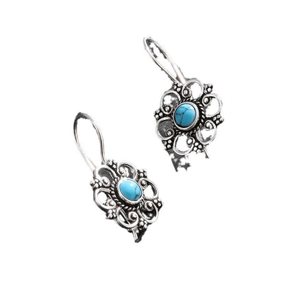 Women's Fashion Inlaid Turquoise Flower Earrings