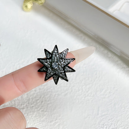 Punk Dark Style Asterism Full Diamond Open Ring Unisex Style