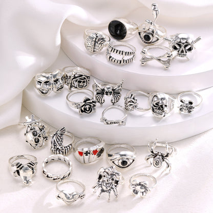 Dark Hip Hop Skull Spider High Profile Retro Ring