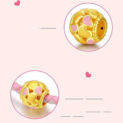 Gold Foot Gold Soft Cute Love Hollow Passepartout Gold Beads