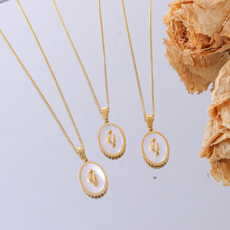 18k Gold-plated White Seashell And Gold Necklace