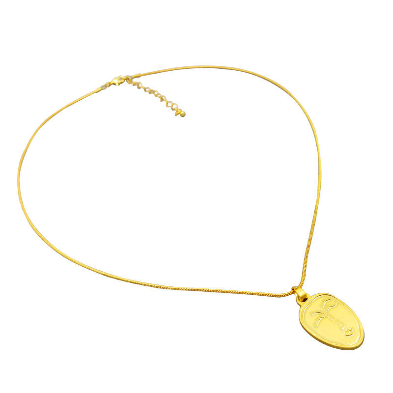 Design Gold Coin Medal Brass Gold Plated Necklace