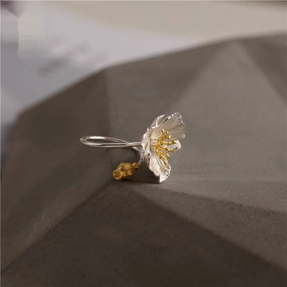 Women's Platinum Gold-plated Point Gold Flower Ring