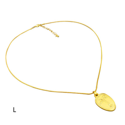 Design Gold Coin Medal Brass Gold Plated Necklace