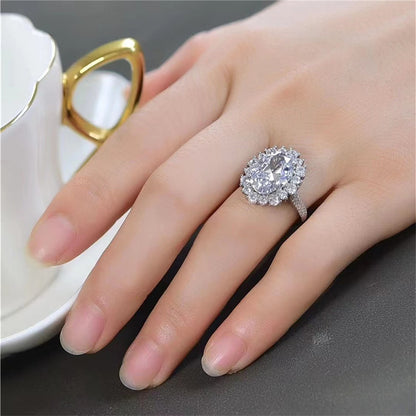 DEVI Oval Egg-shaped Moissanite Ring Big Diamond Diamond Ring