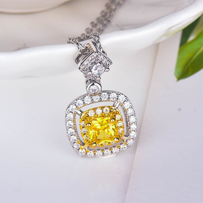 Simulation Diamond Yellow Diamond Ring Ladies