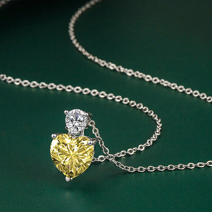 Mosan Diamond Heart Yellow Diamond Diamond Necklace Pendant