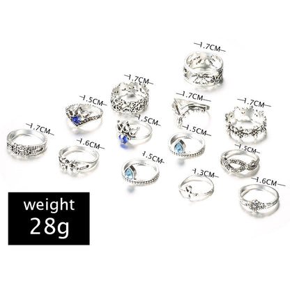 Hollow Jeweled 13-piece Set Women's Ring Suit